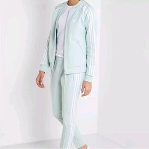 Adidas Mint Green Tracksuit Set with White Stripes Size XS